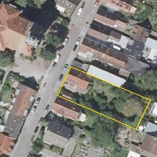 Luftbild Lange Straße 27, 76199 Karlsruhe — Flurstück 10148 mit Grundstücksgrenze