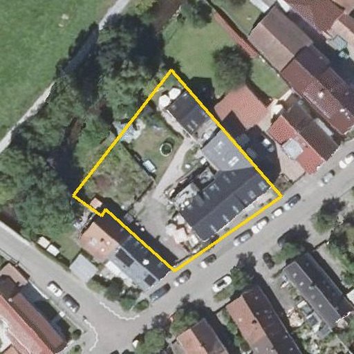 Luftbild Lange Straße 94, 76199 Karlsruhe — Flurstück 10605 mit Grundstücksgrenze