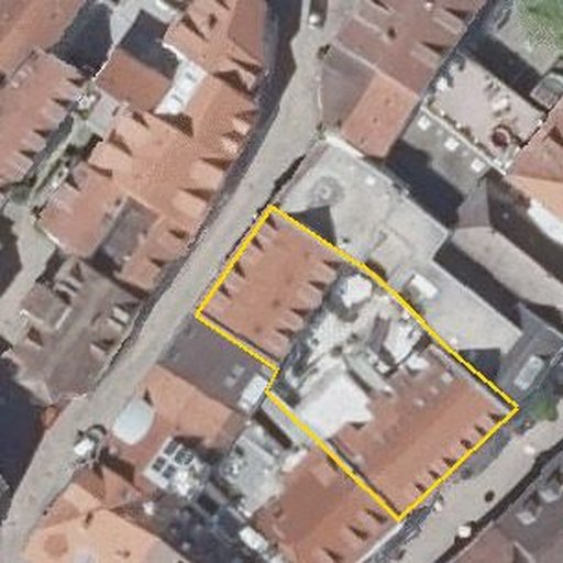Luftbild Quergasse 6, 76275 Ettlingen — Flurstück 100 mit Grundstücksgrenze