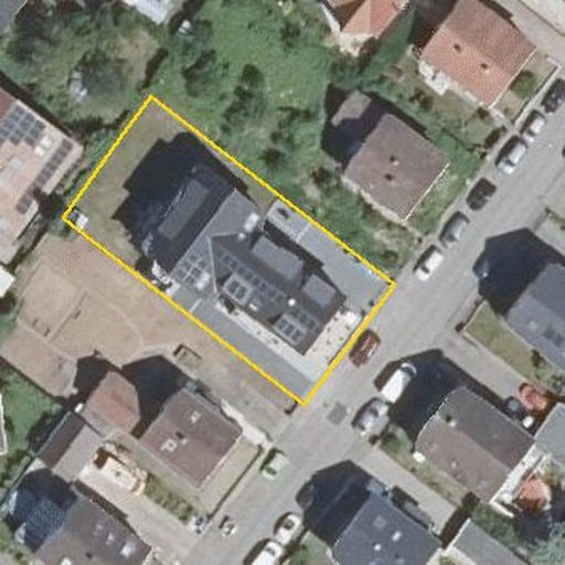 Luftbild Konrad-Adenauer-Straße 37, 76287 Rheinstetten — Flurstück 2633/4 mit Grundstücksgrenze