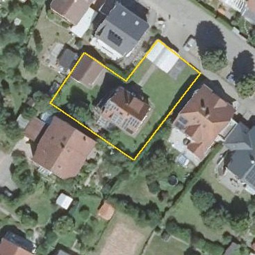 Luftbild Friedhofstraße 16, 76307 Karlsbad — Flurstück 8840 mit Grundstücksgrenze