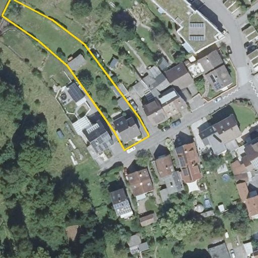 Luftbild Hirtenweg 8, 76327 Pfinztal — Flurstück 8706 mit Grundstücksgrenze