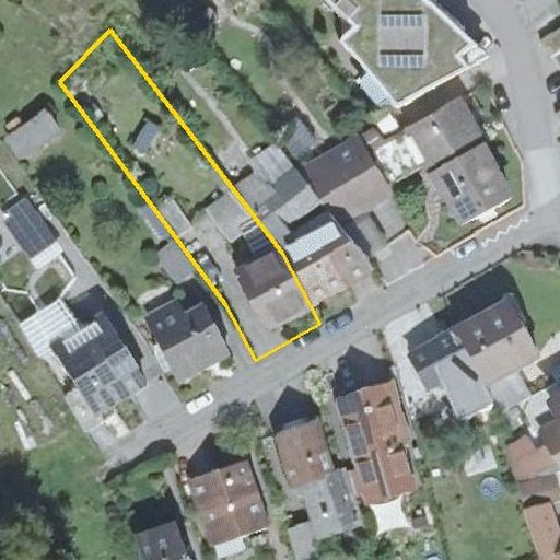 Luftbild Hirtenweg 6, 76327 Pfinztal — Flurstück 8708 mit Grundstücksgrenze