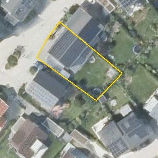 Luftbild Pfinzweg 7, 76356 Weingarten (Baden) — Flurstück 19810 mit Grundstücksgrenze