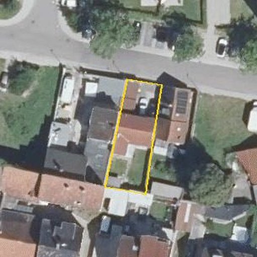 Luftbild Josefstraße 34, 76437 Rastatt — Flurstück 802 mit Grundstücksgrenze