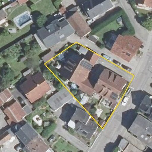Luftbild Riedstraße 10/2, 76437 Rastatt — Flurstück 463 mit Grundstücksgrenze