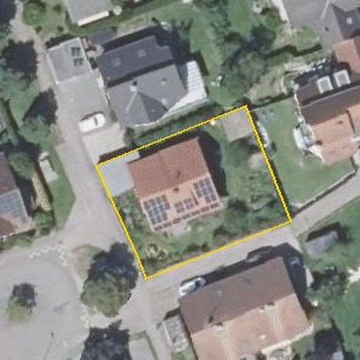 Luftbild Friedenstraße 45, 76461 Muggensturm — Flurstück 8812 mit Grundstücksgrenze