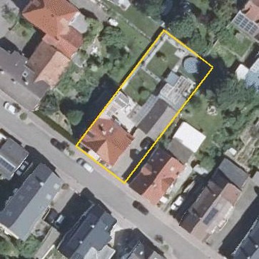 Luftbild Hardtstraße 12, 76467 Bietigheim — Flurstück 4151/12 mit Grundstücksgrenze