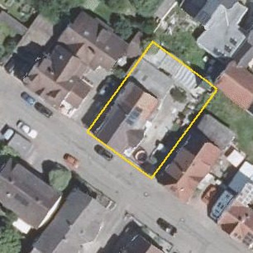 Luftbild Malscher Straße 41, 76467 Bietigheim — Flurstück 4154/18 mit Grundstücksgrenze