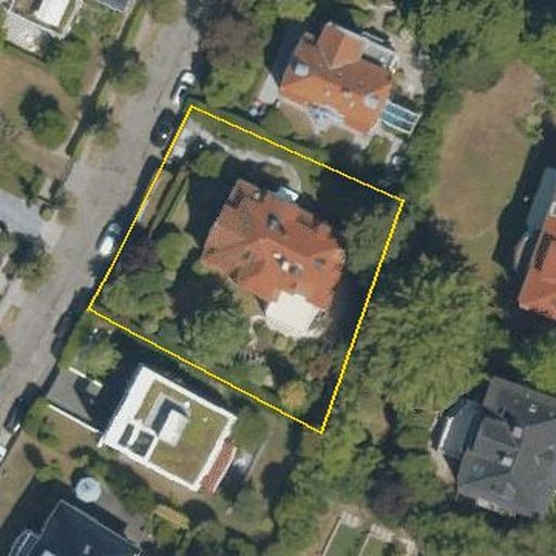 Luftbild Bernhardstraße 37, 76530 Baden-Baden, Flurstück 2554/2 mit Grundstücksgrenze
