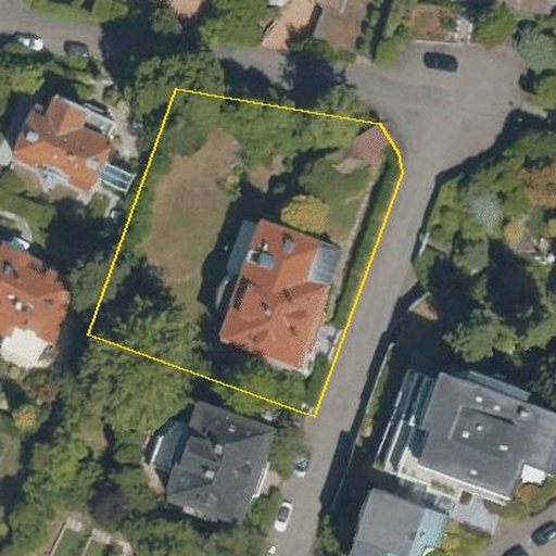 Luftbild Kurfürstenstraße 2, 76530 Baden-Baden, Flurstück 2554/7 mit Grundstücksgrenze