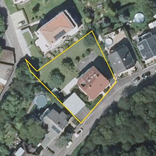 Luftbild Buchenweg 11, 76532 Baden-Baden — Flurstück 10054/3 mit Grundstücksgrenze