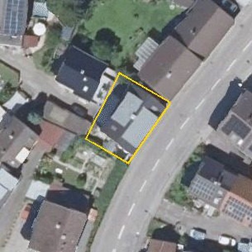 Luftbild Landstraße 59, 76547 Sinzheim — Flurstück 401 mit Grundstücksgrenze