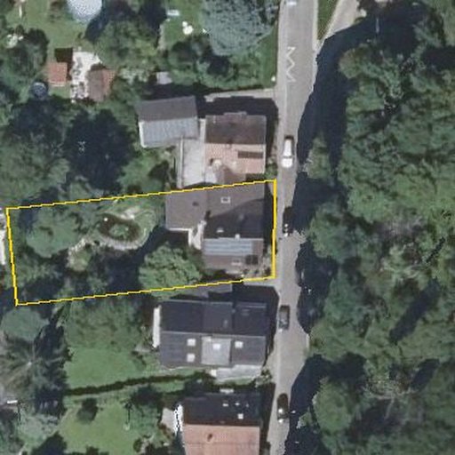 Luftbild Bergstraße 12, 76547 Sinzheim — Flurstück 13258 mit Grundstücksgrenze