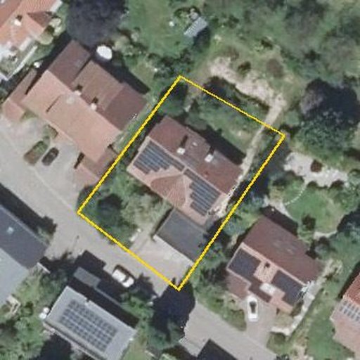 Luftbild Turmweg 11, 76547 Sinzheim — Flurstück 15500 mit Grundstücksgrenze