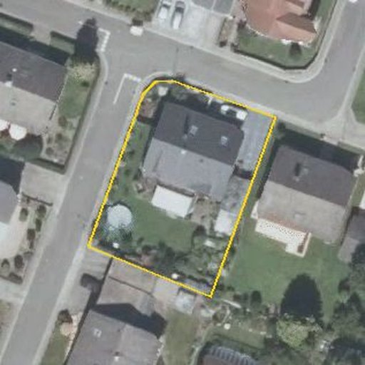 Luftbild Schützstraße 9, 76689 Karlsdorf-Neuthard — Flurstück 1864 mit Grundstücksgrenze