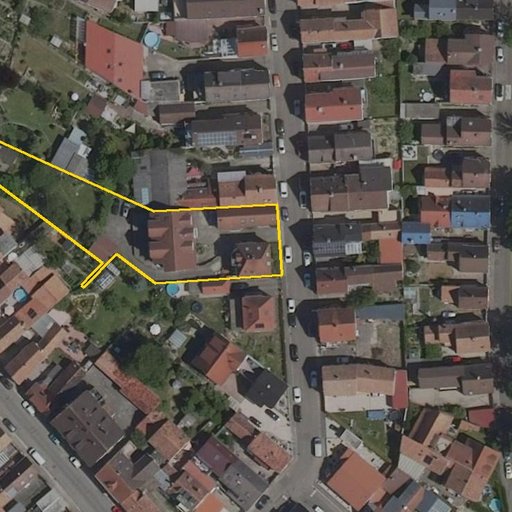 Luftbild Königstraße 32a, 76744 Wörth am Rhein — Flurstück 07568900000516______ mit Grundstücksgrenze