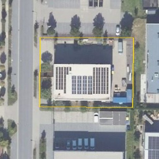 Luftbild Max-Planck-Straße 12, 76829 Landau in der Pfalz — Flurstück 075554000014730011__ mit Grundstücksgrenze