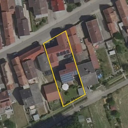 Luftbild Saarstraße 45, 76870 Kandel — Flurstück 07567100000555______ mit Grundstücksgrenze