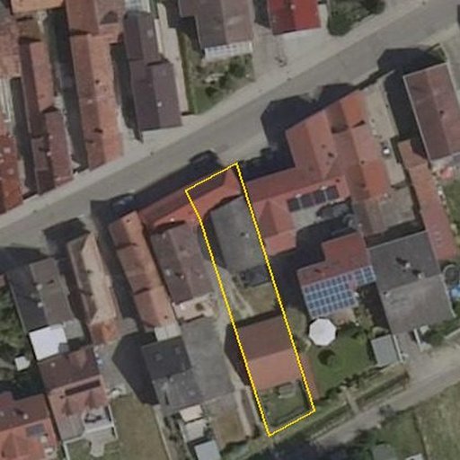 Luftbild Saarstraße 47, 76870 Kandel — Flurstück 07567100000558______ mit Grundstücksgrenze