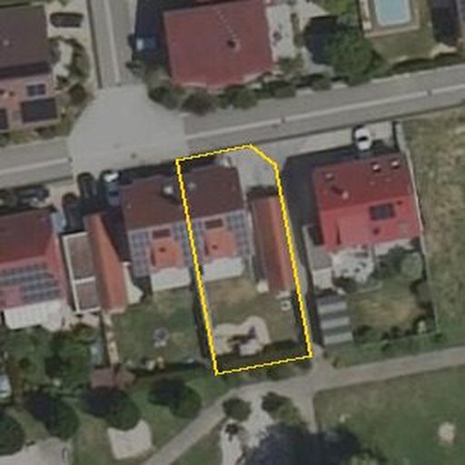 Luftbild Am Maisfeld 8, 76870 Kandel — Flurstück 07567100010554______ mit Grundstücksgrenze