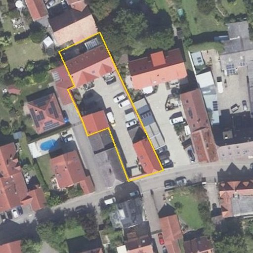 Luftbild Schloßstraße 29c, 76879 Essingen — Flurstück 075517000001620008__ mit Grundstücksgrenze