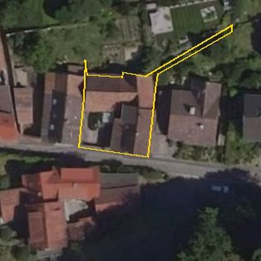 Luftbild Übergasse 17, 76889 Dörrenbach — Flurstück 07536600000163______ mit Grundstücksgrenze