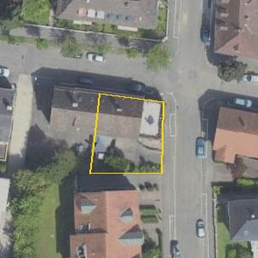 Luftbild Goethestraße 10a, 77654 Offenburg — Flurstück 5500/1 mit Grundstücksgrenze
