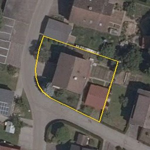 Luftbild Alemannenstraße 14, 78086 Brigachtal — Flurstück 128/17 mit Grundstücksgrenze