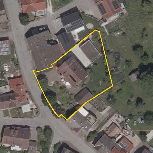 Luftbild Gauchachstraße 27, 78199 Bräunlingen — Flurstück 217 mit Grundstücksgrenze