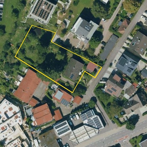 Luftbild Lörracher Straße 76a, 79541 Lörrach — Flurstück 608 mit Grundstücksgrenze