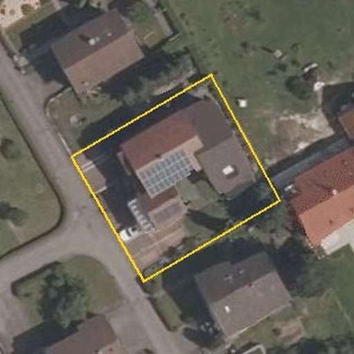 Luftbild Ensfeld 4, 79801 Hohentengen am Hochrhein — Flurstück 562/2 mit Grundstücksgrenze