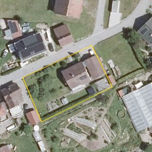 Luftbild Pfarrgasse 4, 88348 Bad Saulgau — Flurstück 120/4 mit Grundstücksgrenze