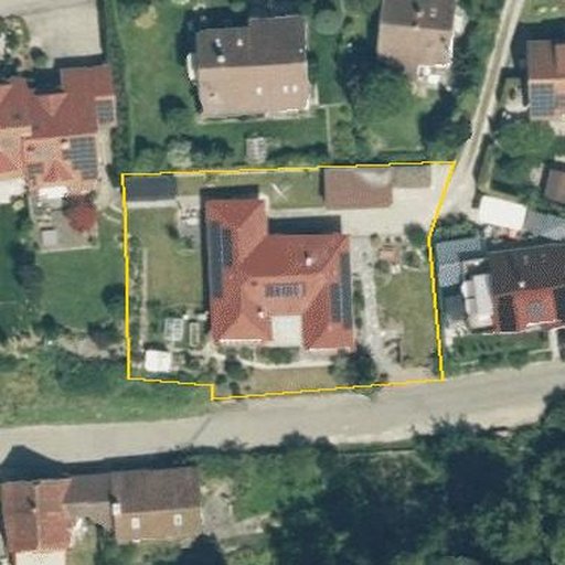 Luftbild Westenbergstraße 12b, 88605 Meßkirch-Stadt — Flurstück 1057/2 mit Grundstücksgrenze