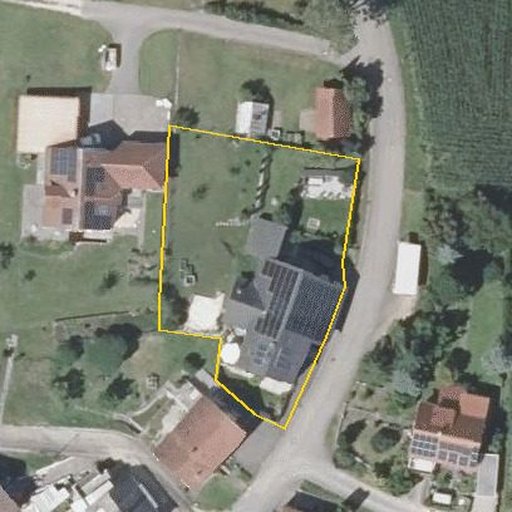 Luftbild Bergstraße 39, 89617 Untermarchtal — Flurstück 227 mit Grundstücksgrenze