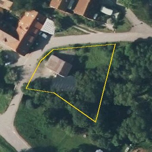 Luftbild Oberrimbach 74, 97993 Creglingen — Flurstück 42 mit Grundstücksgrenze