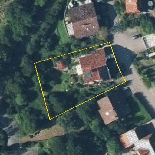 Luftbild Sperrlohestraße 29, 97996 Niederstetten — Flurstück 1456/7 mit Grundstücksgrenze