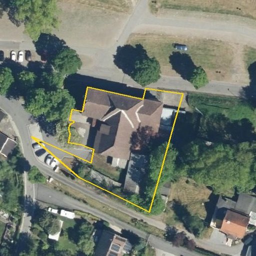 Luftbild Am Volkshaus 16, 98673 Eisfeld — Flurstück 16271900001119______ mit Grundstücksgrenze