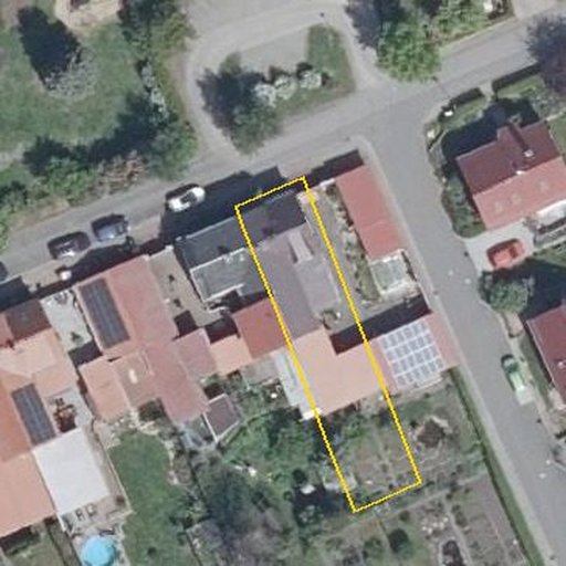 Luftbild Siedlung 1, 99189 Walschleben — Flurstück 162168014000550030__ mit Grundstücksgrenze